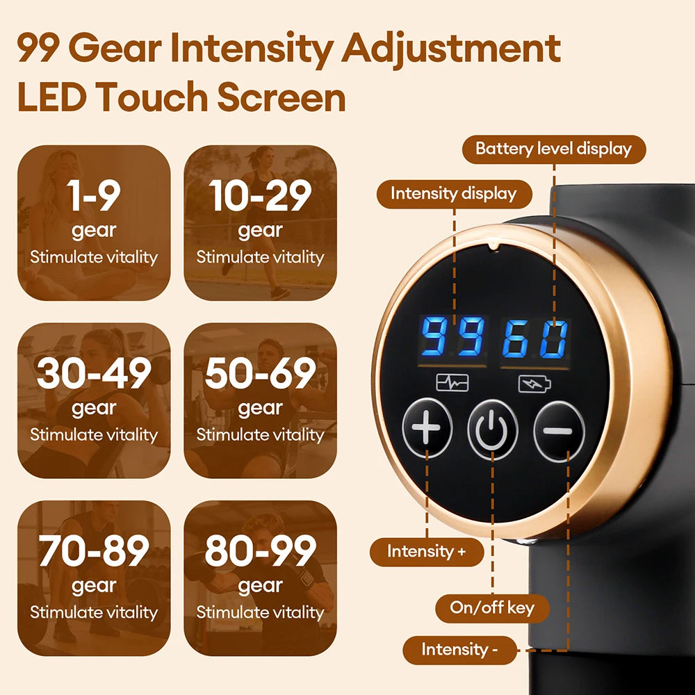 11-in-1 Percussion Massage Gun - 99-Level Deep Muscle Relief