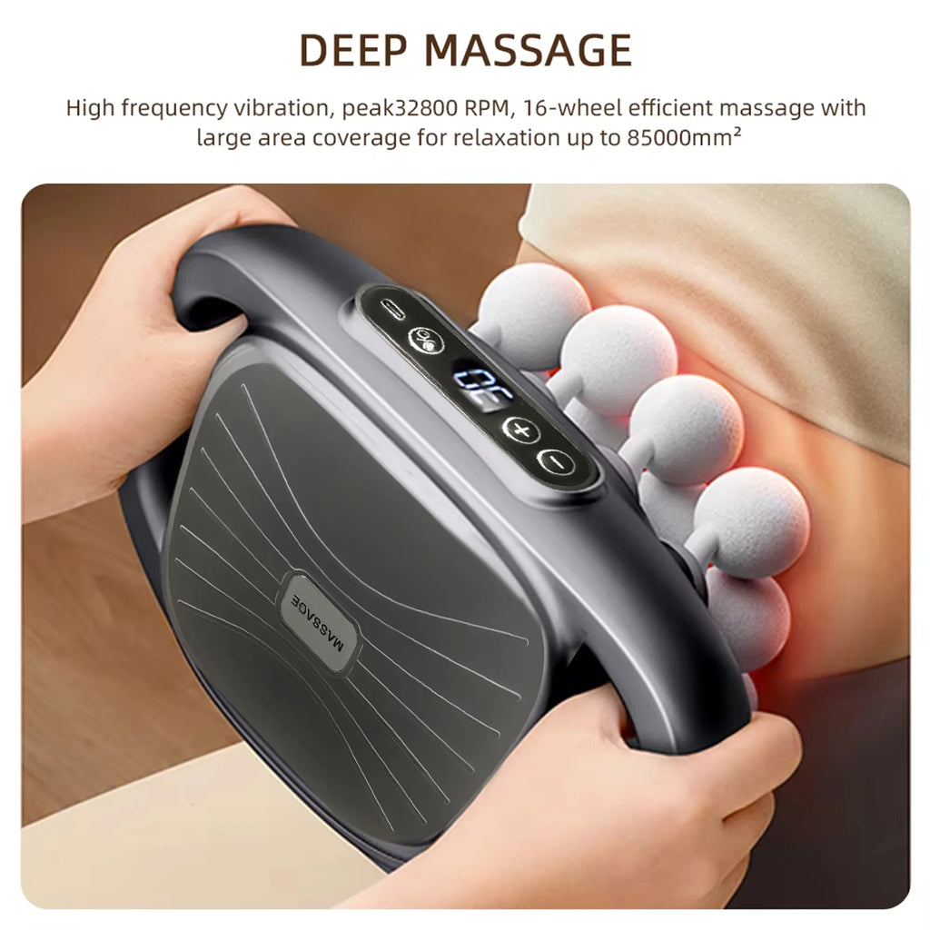 Deep Tissue Massage Gun - 16 Heads for Back, Shoulders & Legs