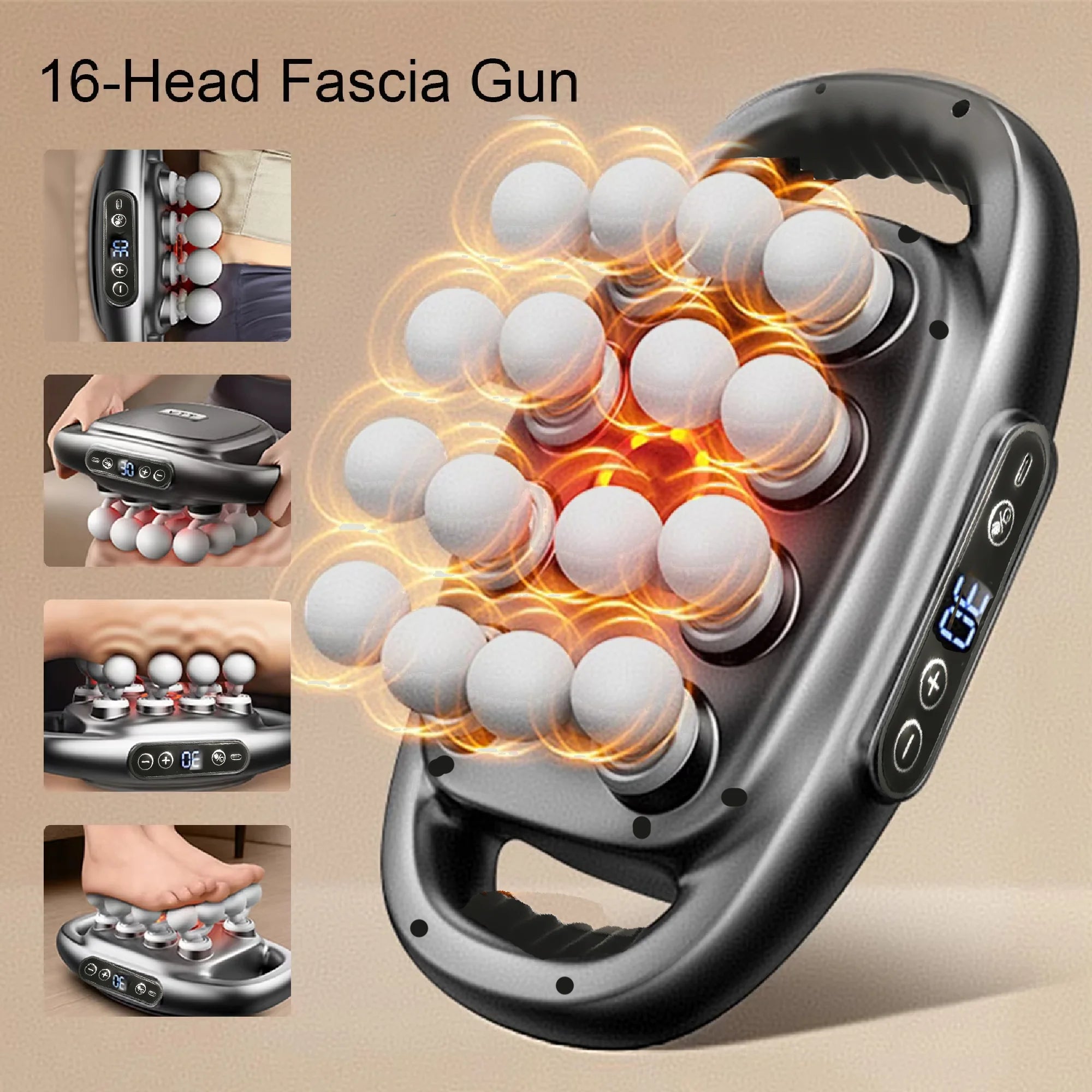 Deep Tissue Massage Gun - 16 Heads for Back, Shoulders & Legs