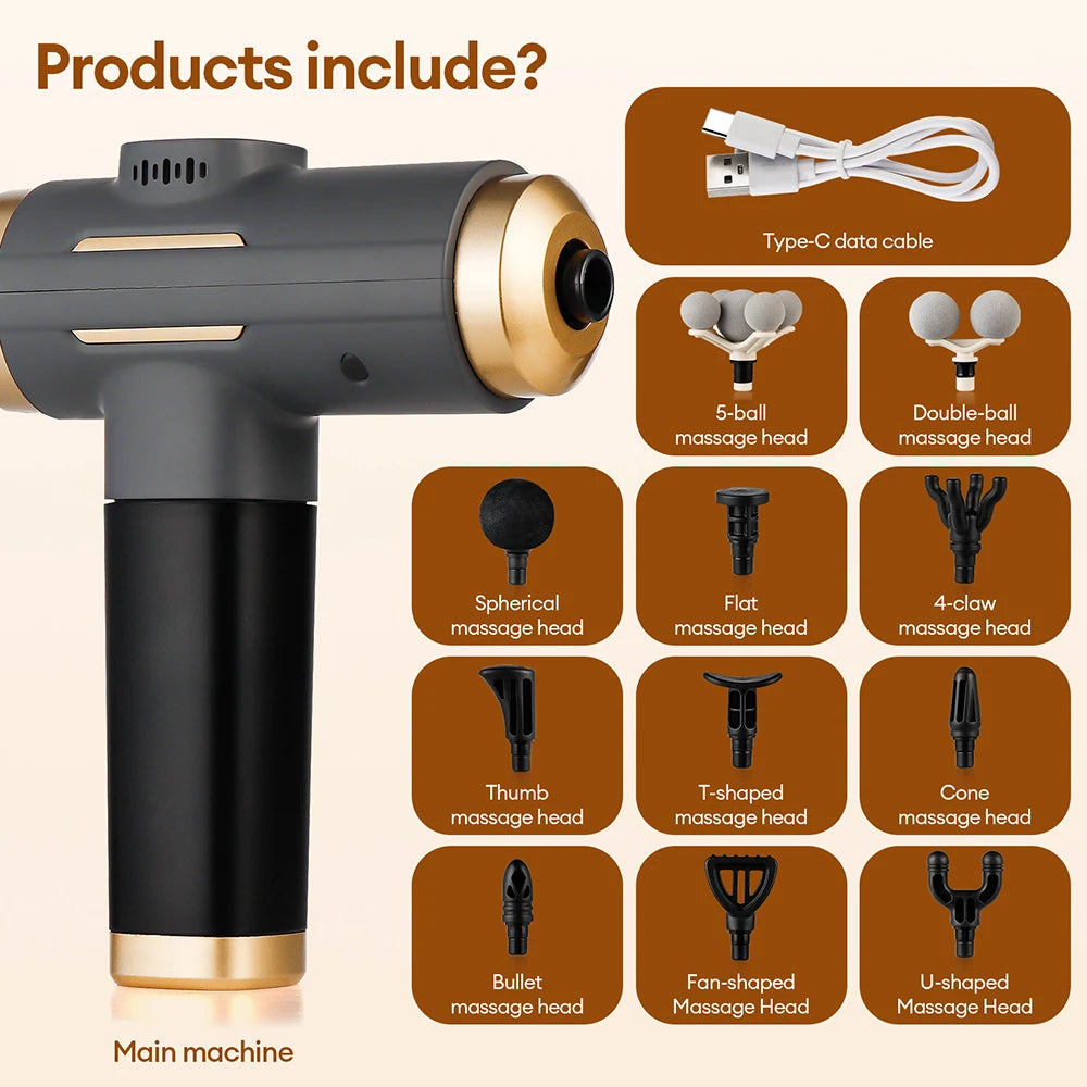 11-in-1 Percussion Massage Gun - 99-Level Deep Muscle Relief