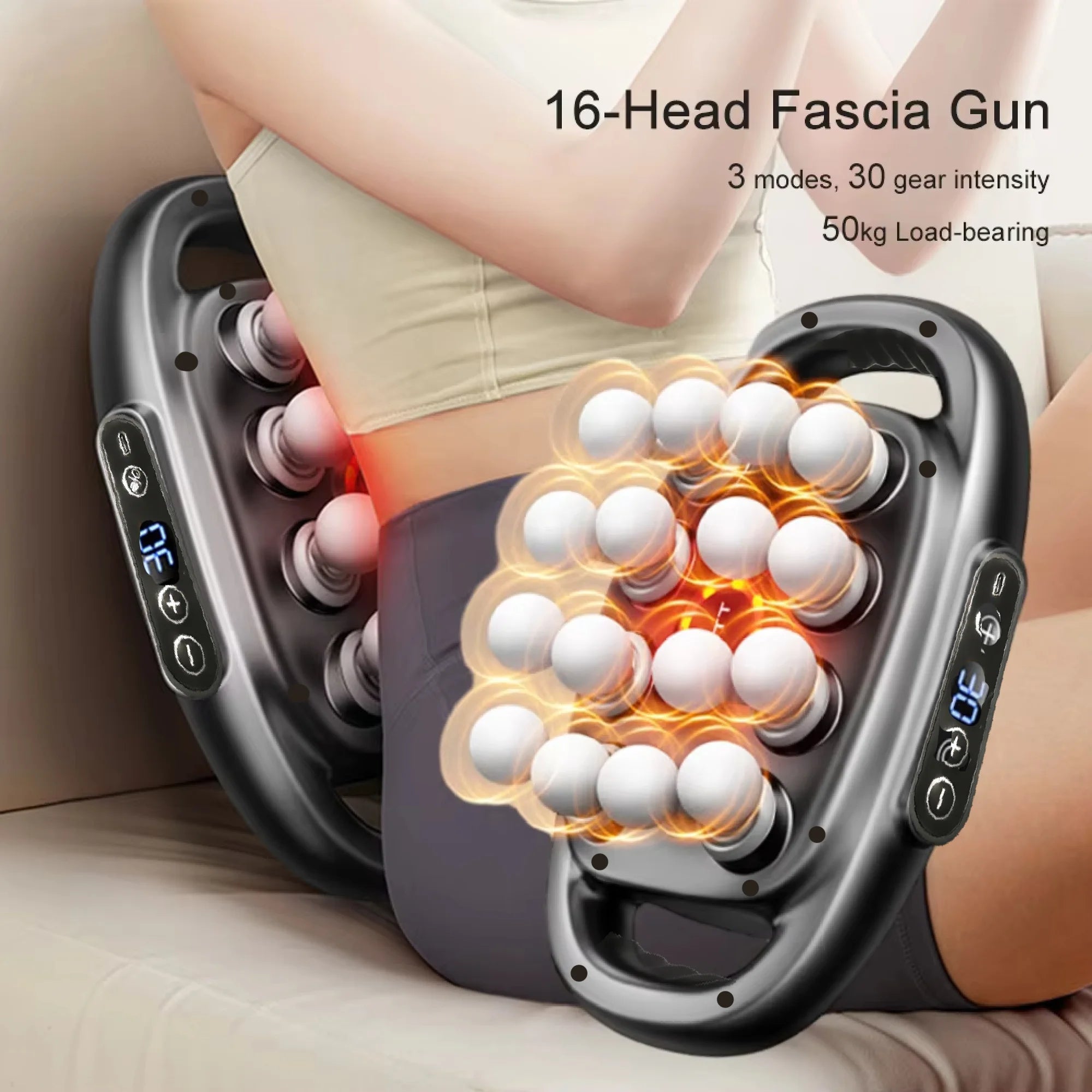 Deep Tissue Massage Gun - 16 Heads for Back, Shoulders & Legs